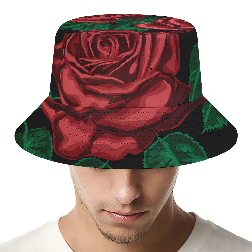 Red Roses Tattoo Print Bucket Hat