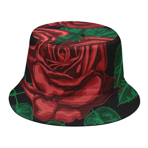 Red Roses Tattoo Print Bucket Hat