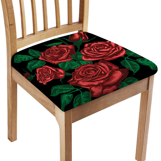 Red Roses Tattoo Print Chair Cushion Cover