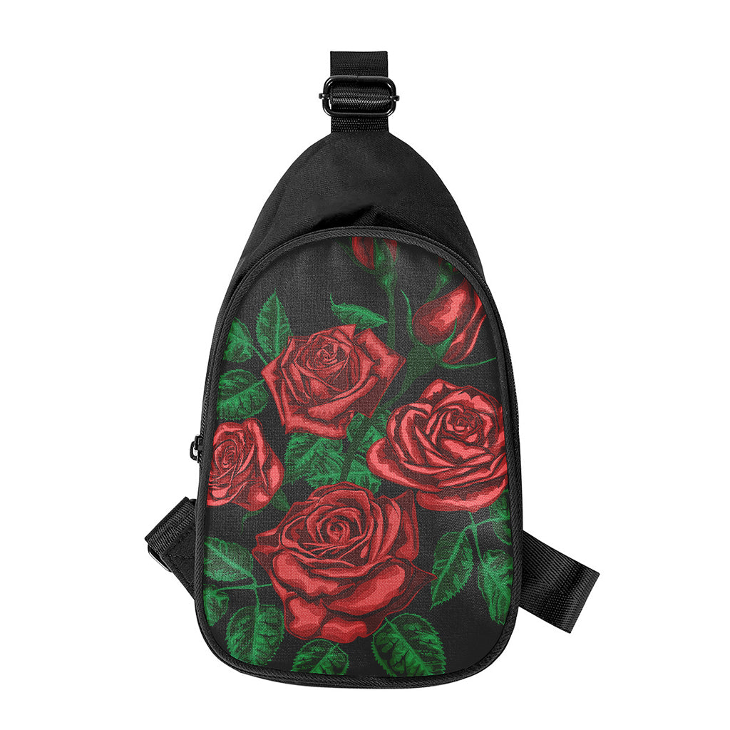 Red Roses Tattoo Print Chest Bag