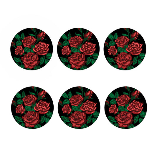 Red Roses Tattoo Print Coaster Set