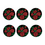 Red Roses Tattoo Print Coaster Set