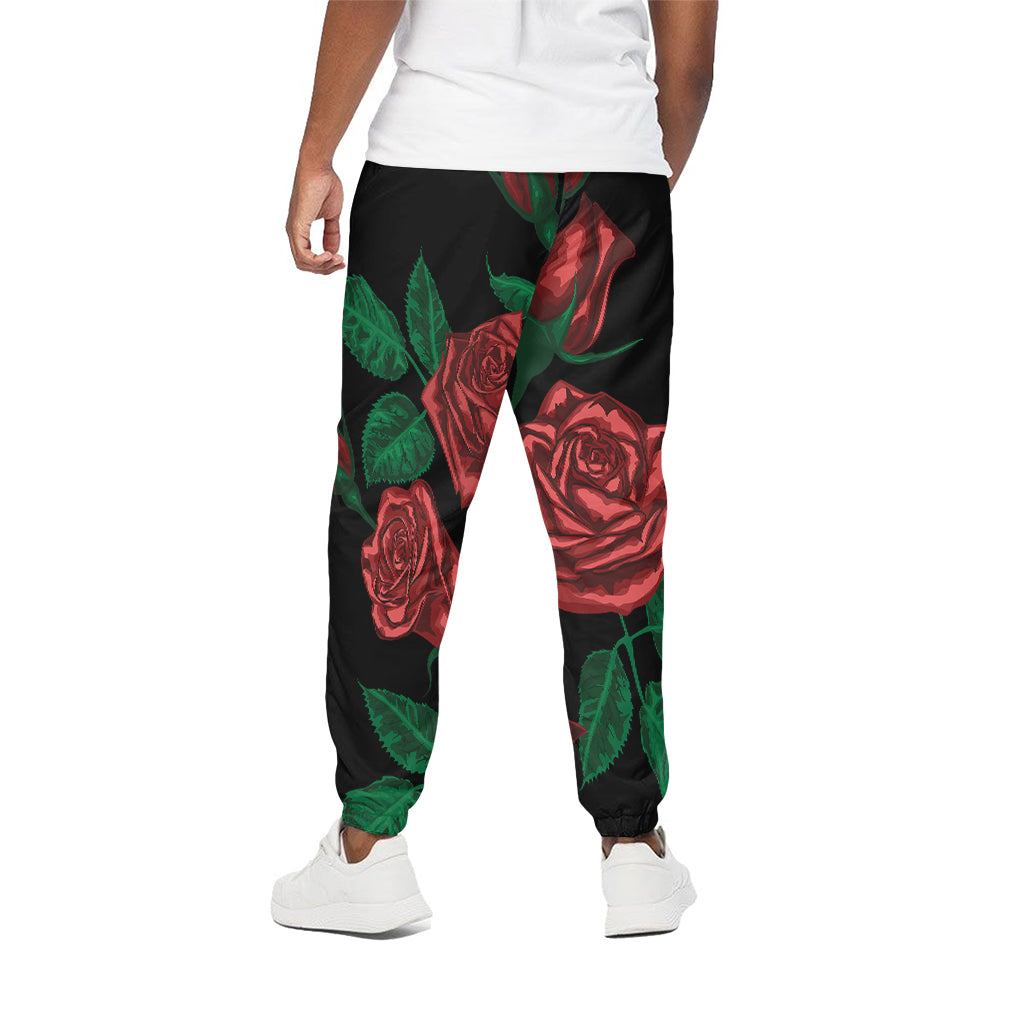 Red Roses Tattoo Print Cotton Pants