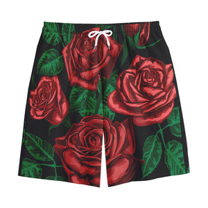 Red Roses Tattoo Print Cotton Shorts