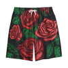 Red Roses Tattoo Print Cotton Shorts