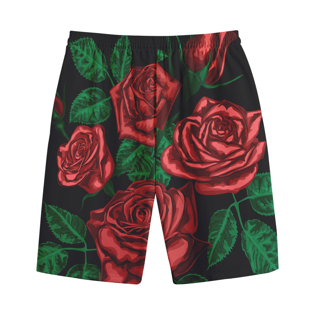 Red Roses Tattoo Print Cotton Shorts