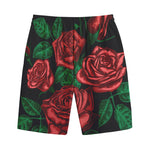 Red Roses Tattoo Print Cotton Shorts