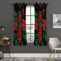 Red Roses Tattoo Print Grommet Curtain Panels
