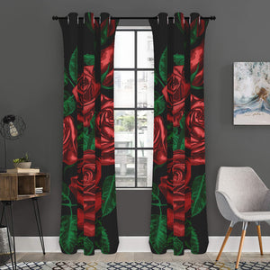 Red Roses Tattoo Print Curtain