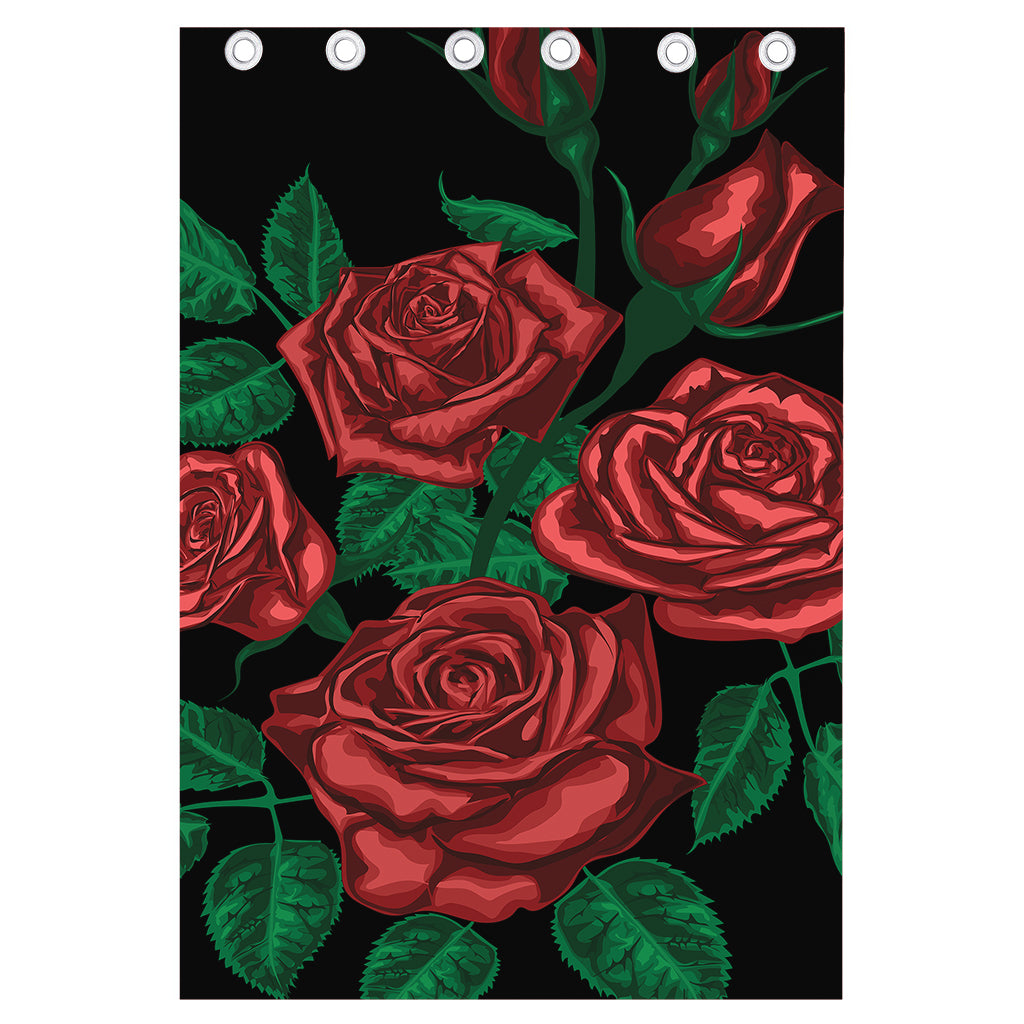 Red Roses Tattoo Print Curtain