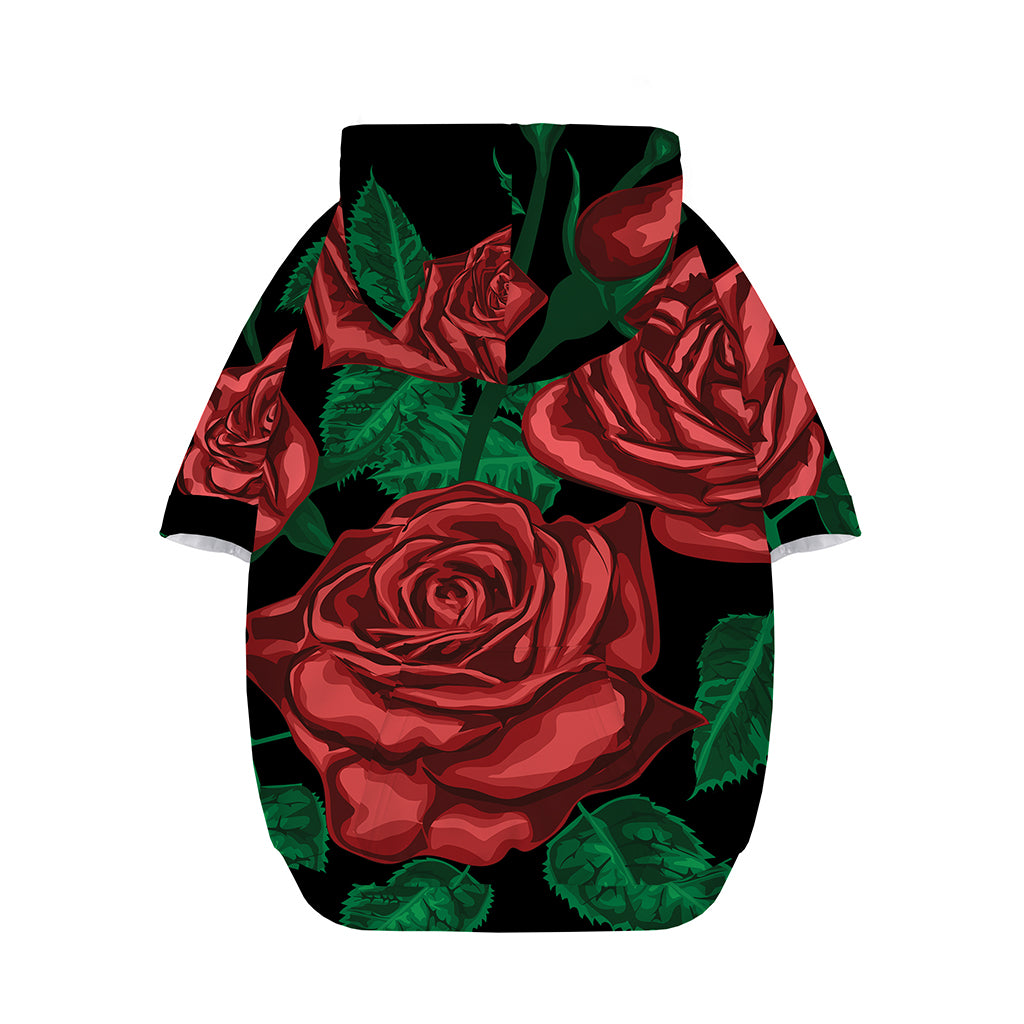 Red Roses Tattoo Print Dog Zip Up Hoodie