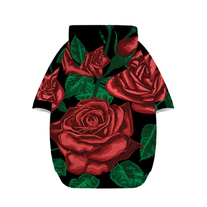 Red Roses Tattoo Print Dog Zip Up Hoodie