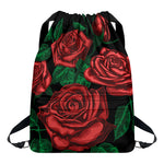 Red Roses Tattoo Print Drawstring Backpack
