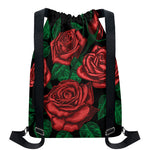 Red Roses Tattoo Print Drawstring Backpack