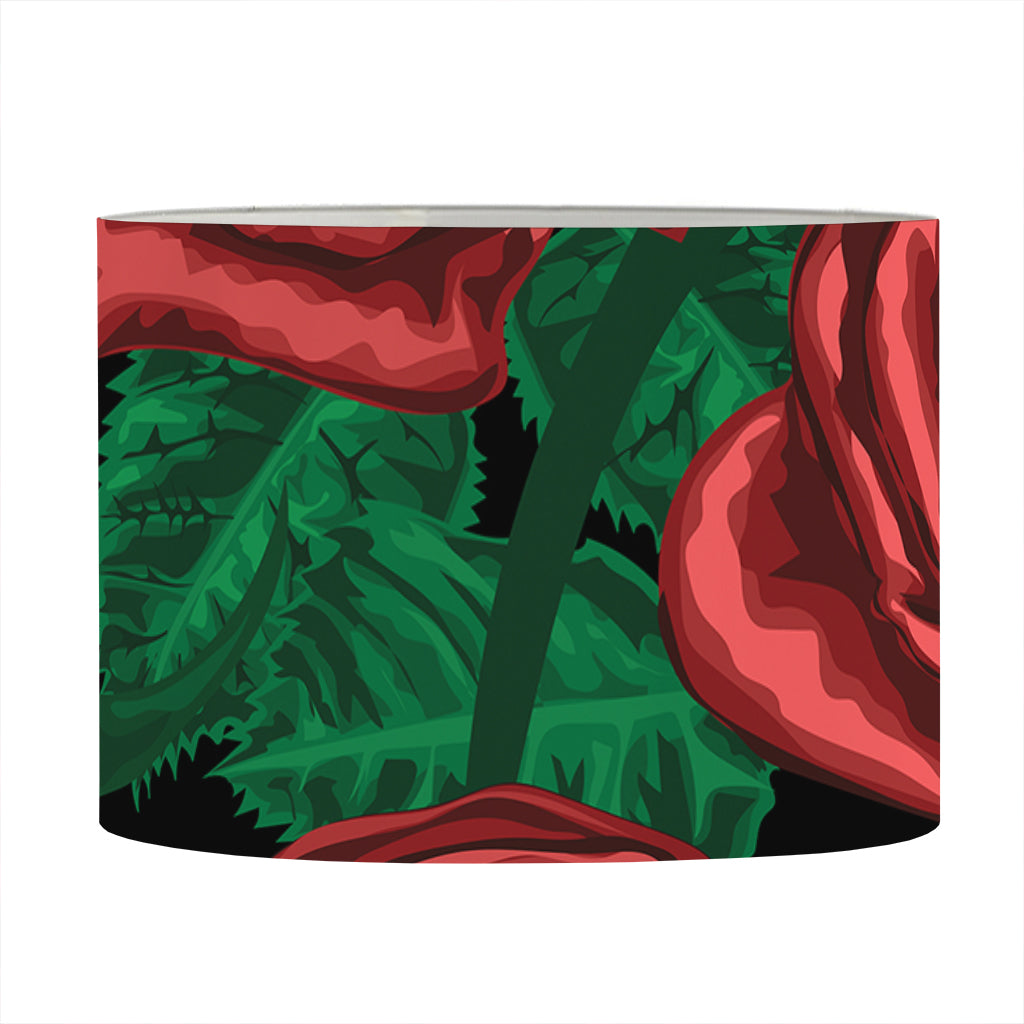 Red Roses Tattoo Print Drum Lamp Shade