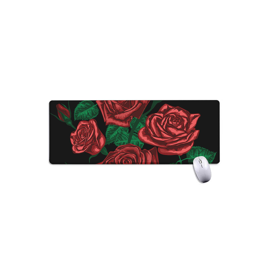 Red Roses Tattoo Print Extended Mouse Pad