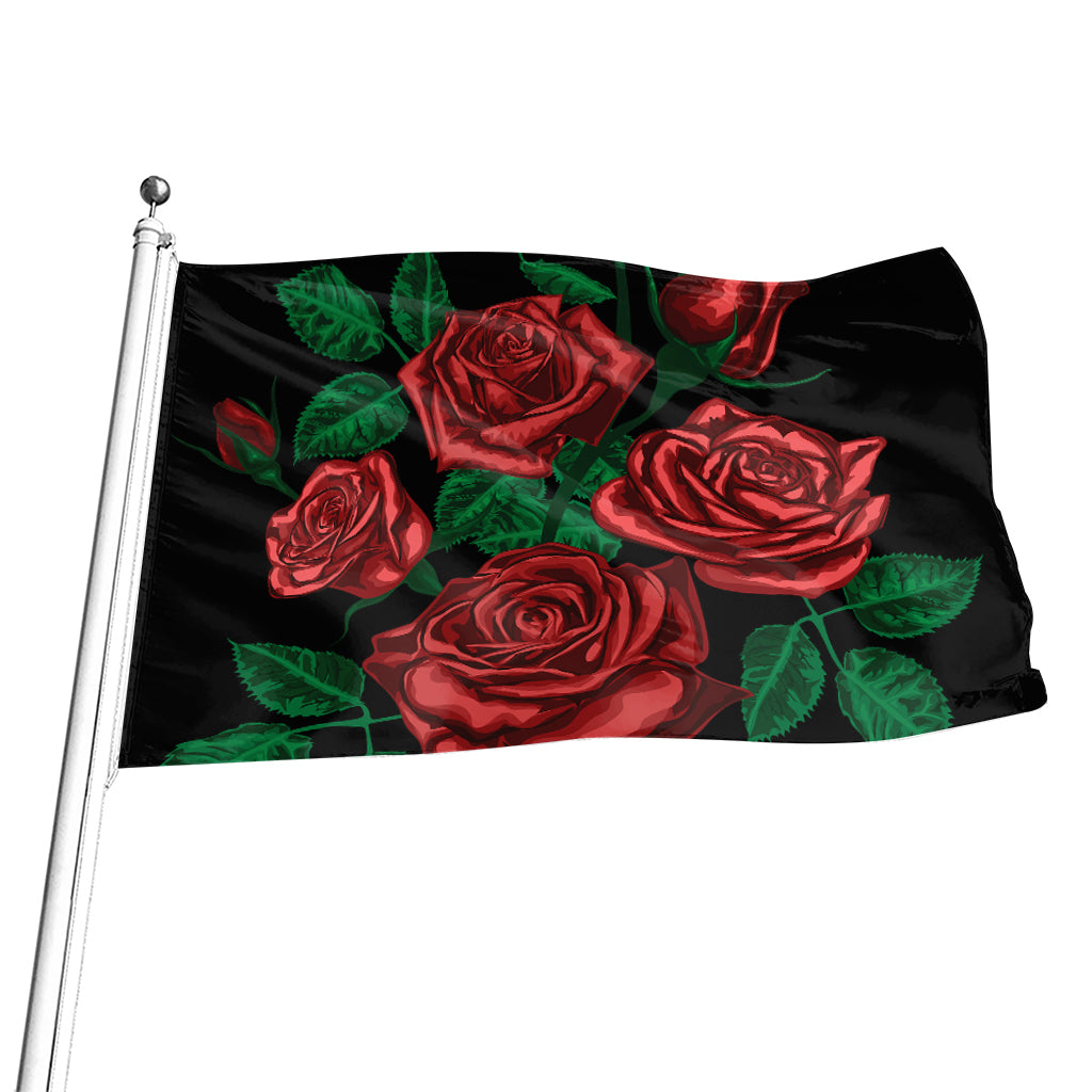 Red Roses Tattoo Print Flag