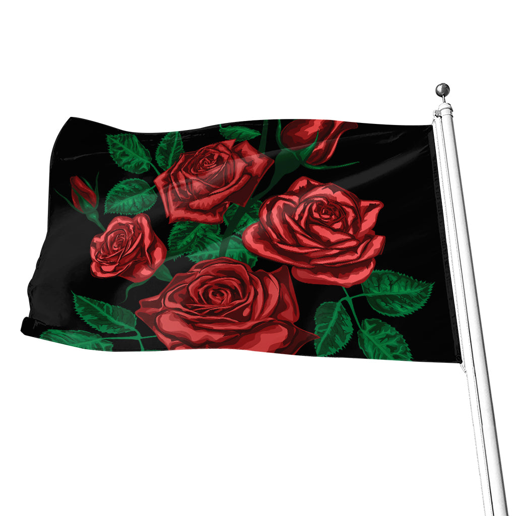 Red Roses Tattoo Print Flag