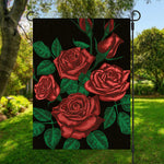 Red Roses Tattoo Print Garden Flag