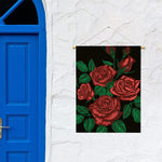 Red Roses Tattoo Print Garden Flag