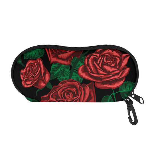 Red Roses Tattoo Print Glasses Case