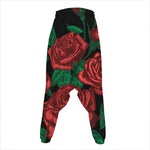 Red Roses Tattoo Print Hammer Pants