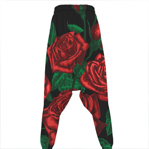 Red Roses Tattoo Print Hammer Pants