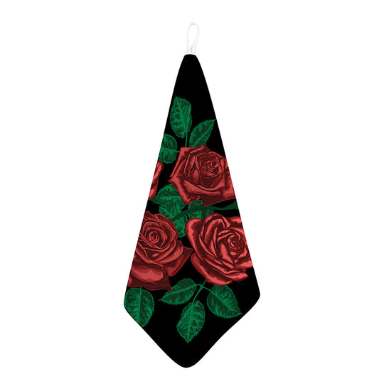 Red Roses Tattoo Print Hand Towel