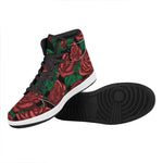 Red Roses Tattoo Print High Top Leather Sneakers