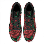 Red Roses Tattoo Print High Top Leather Sneakers