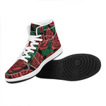 Red Roses Tattoo Print High Top Leather Sneakers