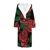 Red Roses Tattoo Print Hooded Bathrobe