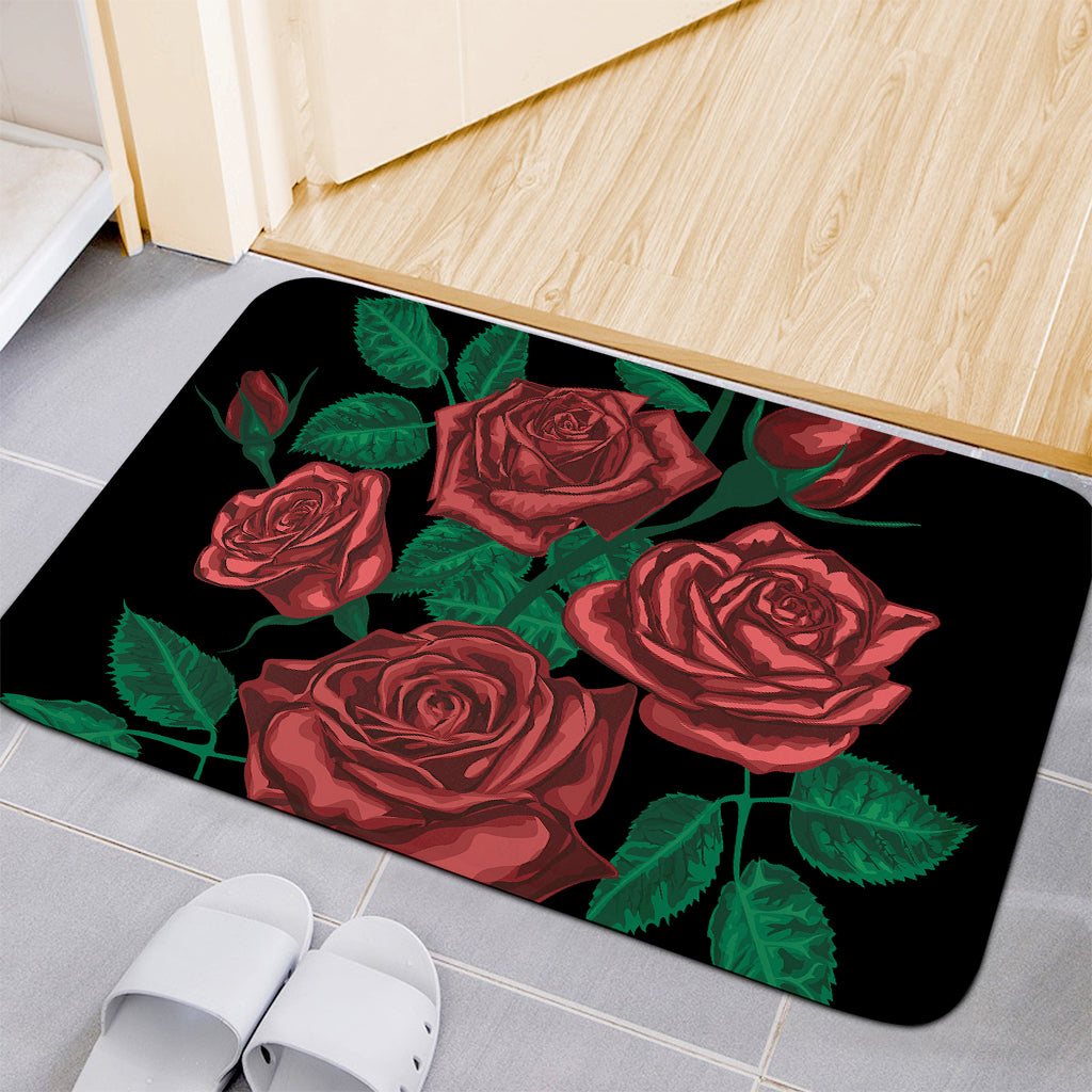 Red Roses Tattoo Print Indoor Door Mat