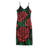 Red Roses Tattoo Print Jersey Midi Cami Dress