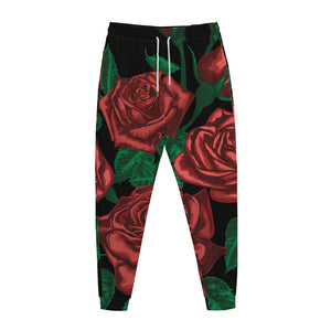 Red Roses Tattoo Print Jogger Pants