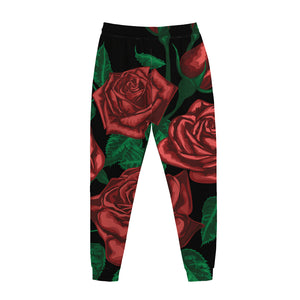 Red Roses Tattoo Print Jogger Pants