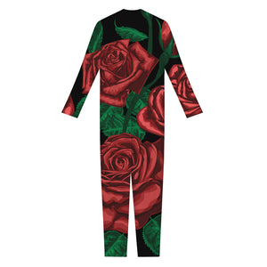 Red Roses Tattoo Print Jumpsuit