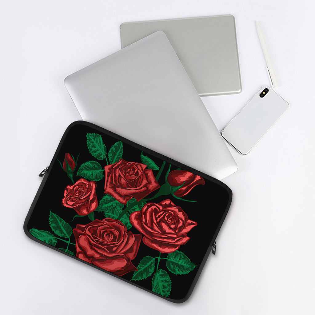 Red Roses Tattoo Print Laptop Sleeve