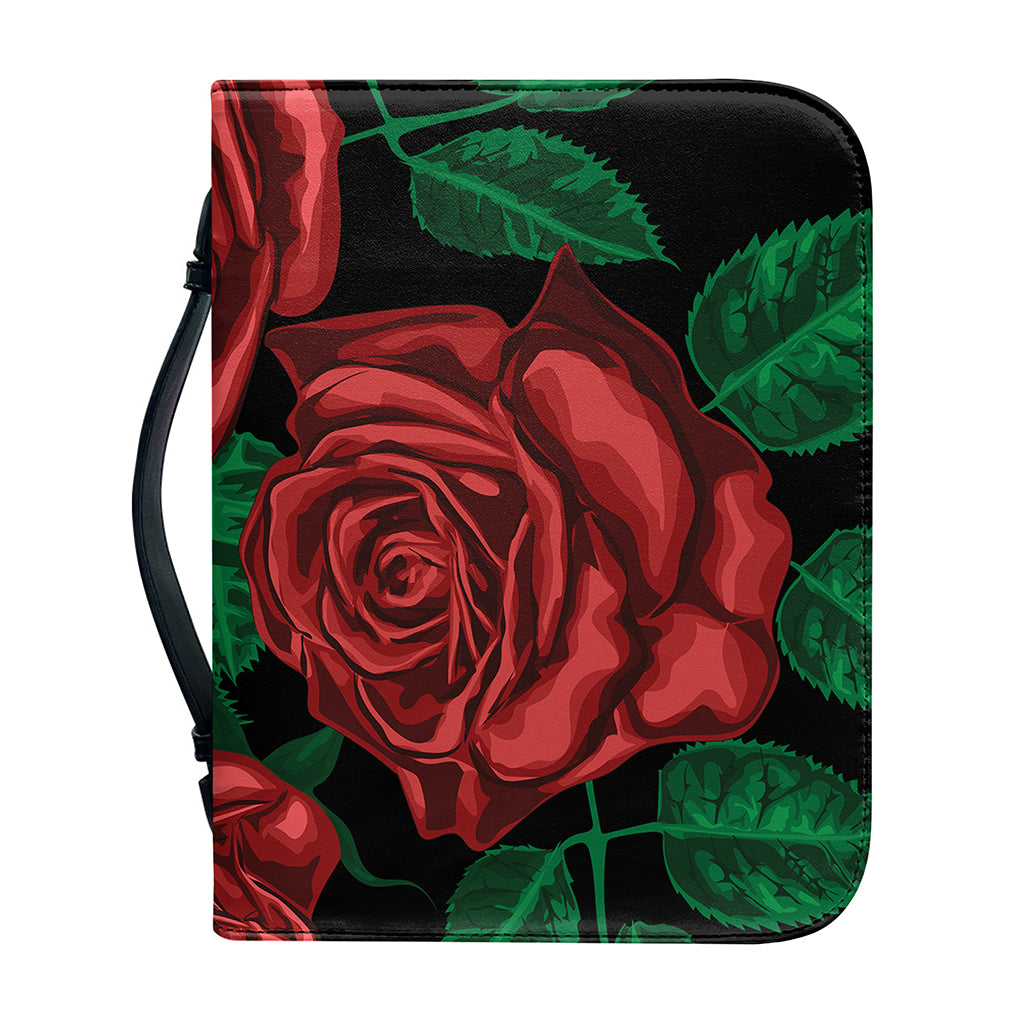 Red Roses Tattoo Print Leather Bible Cover
