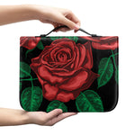 Red Roses Tattoo Print Leather Bible Cover