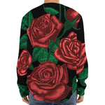 Red Roses Tattoo Print Long Sleeve Baseball Jersey