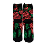 Red Roses Tattoo Print Long Socks