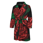 Red Roses Tattoo Print Men's Bathrobe