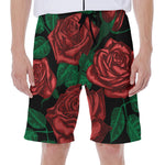 Red Roses Tattoo Print Men's Beach Shorts