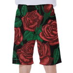 Red Roses Tattoo Print Men's Beach Shorts