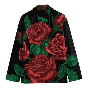 Red Roses Tattoo Print Men's Blazer