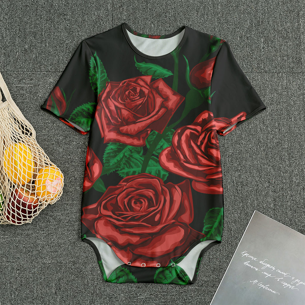 Red Roses Tattoo Print Men's Bodysuit