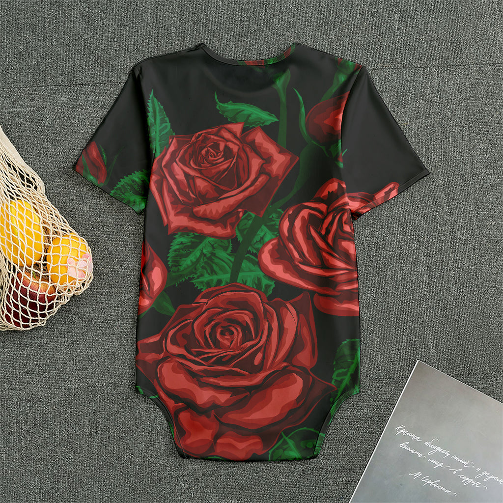 Red Roses Tattoo Print Men's Bodysuit