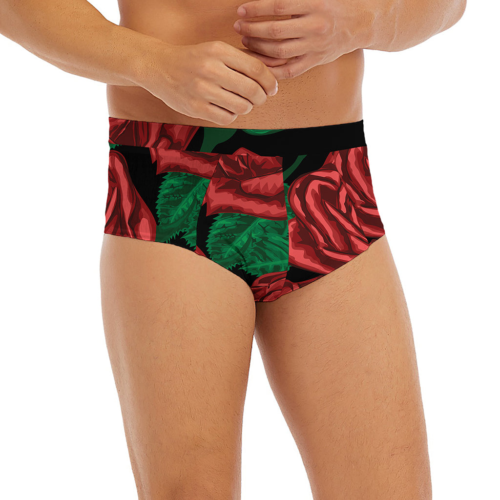 Red Roses Tattoo Print Men's Briefs