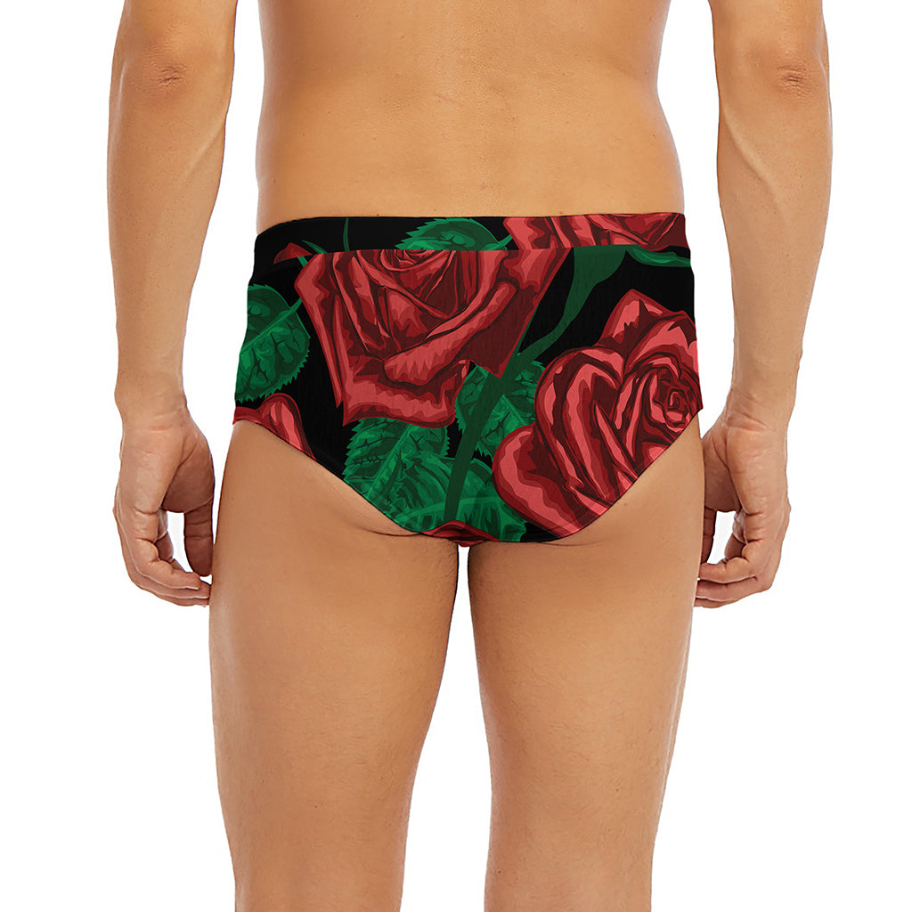 Red Roses Tattoo Print Men's Briefs